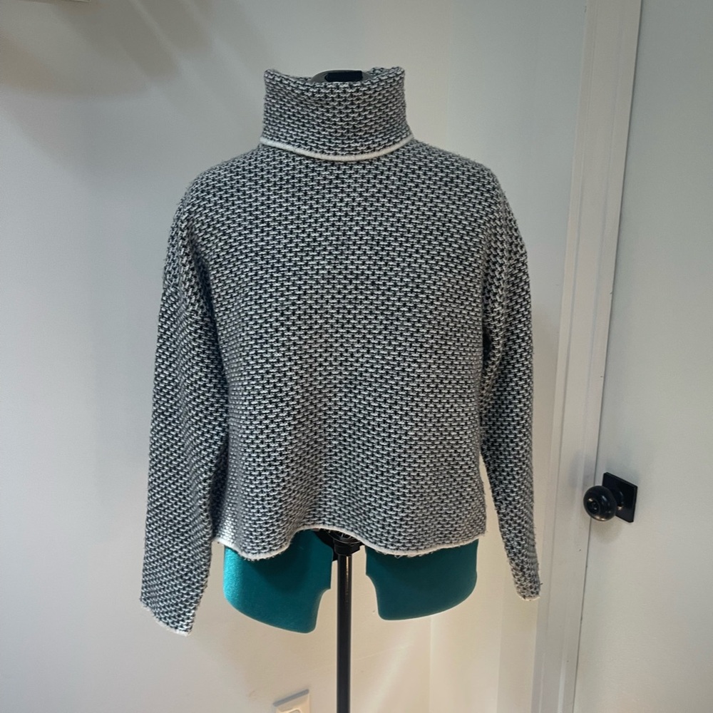 Christian Siriano Black and White Cowl Neck Sweater